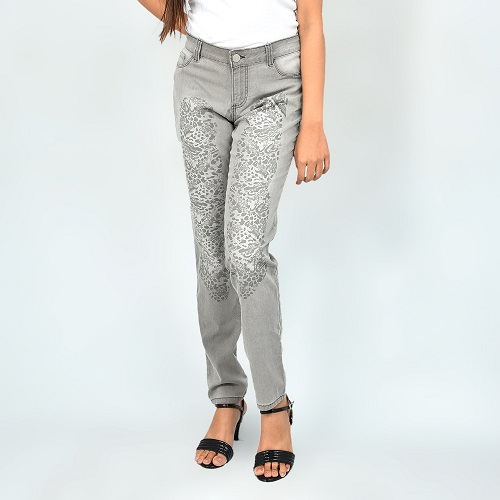 GLO Women's Stylish Slim Fit Denim Pant Grey
