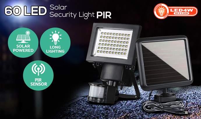 60 LED Solar Security Light with PIR