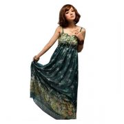Women Chiffon Sleeveless Long Maxi Dress Green
