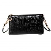 Womens Leather Stone Pattern Handbag Black