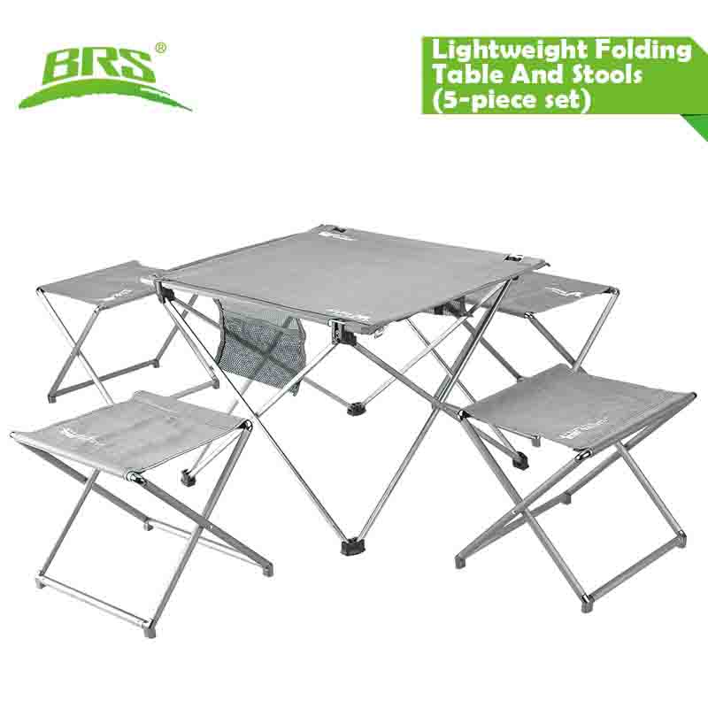 Brs T05 Aluminum Portable Camping Picnic Table Stool Set