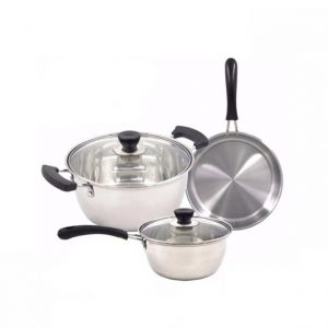 RUIAO 3 Piece Stainless Steel Cookware Set