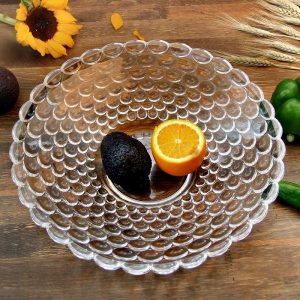 Crystal Glass Fruit Bowl - Bubble Pattern