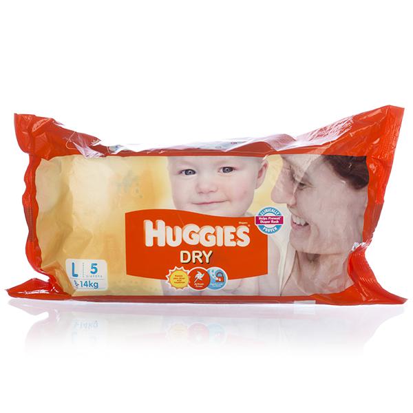 Huggies New Dry Taped Diapers Size Large 5 Pieces Pack
