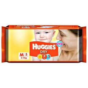 Huggies New Dry Taped Diapers Size Medium 5 Pieces Pack