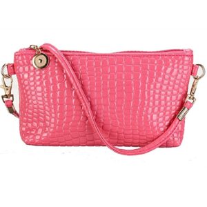 Women's Pink Leather Stone Pattern Handbag