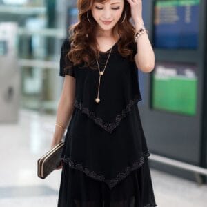 Womens Chiffon Party Dress Black