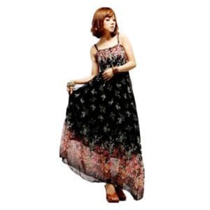 Womens Chiffon Sleeveless Long Maxi Dress Black