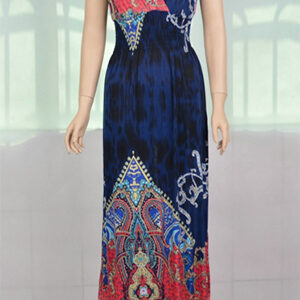 Women Sleeveless V Neck Long Dress