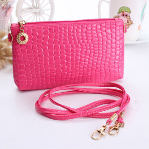 Womens Leather Stone Pattern Handbag Pink