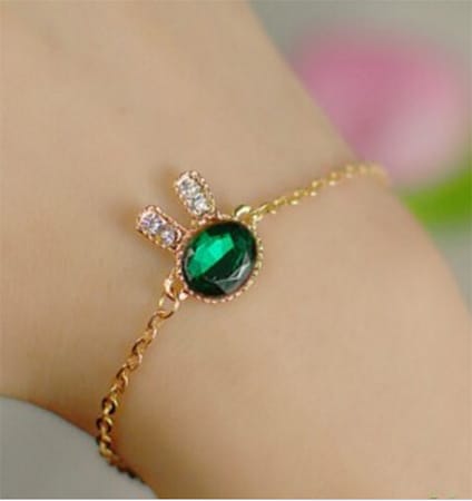 Crystal Rabbit Bracelet Sea Green