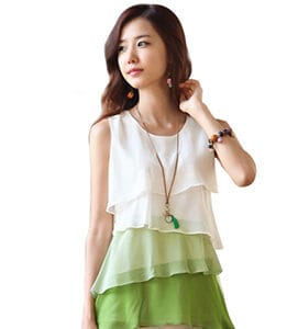 Womens Flounce Tiered Chiffon Blouse Top