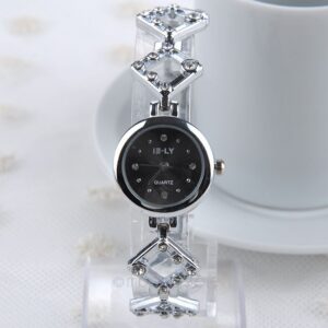Black Dial Rhinestone Chain Strap Quartz Watch