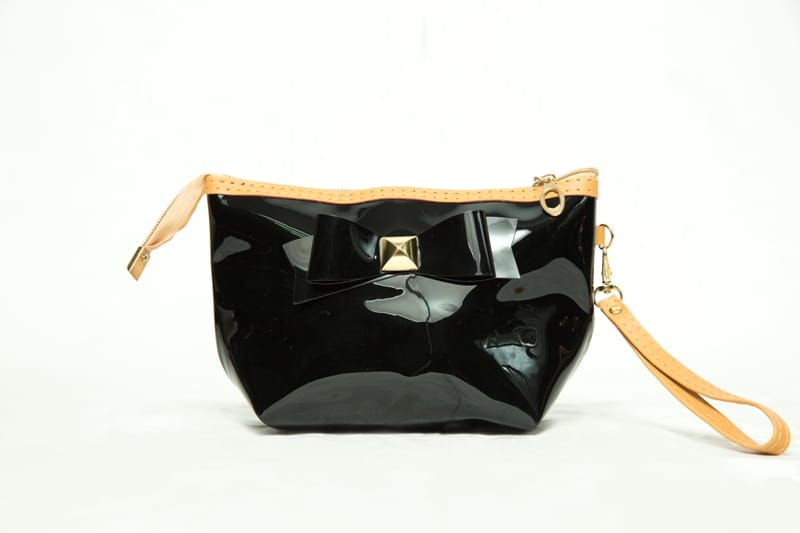 Women Black Chic Bow Design Clutch Bag