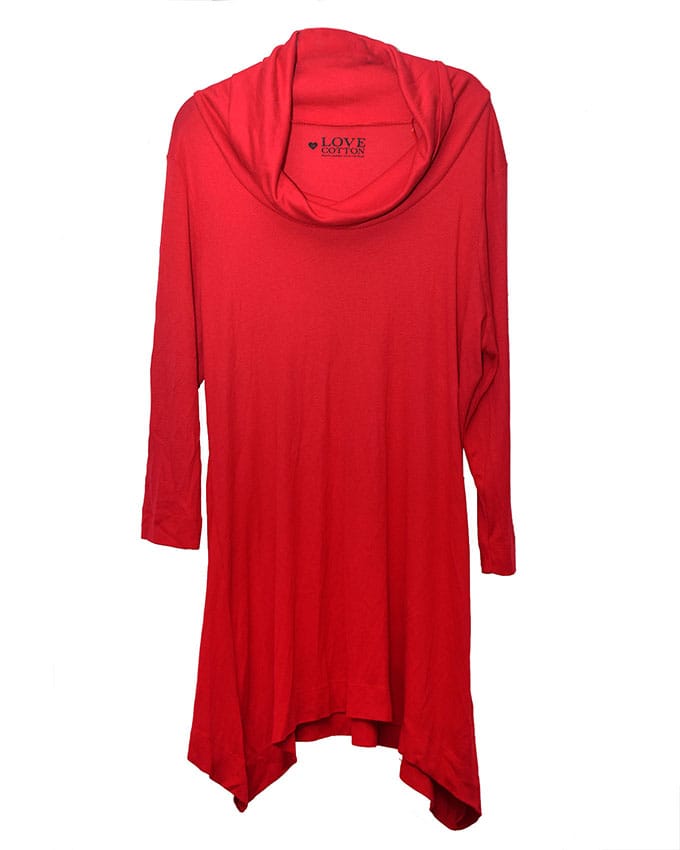 Women's High Neck Dress - Red