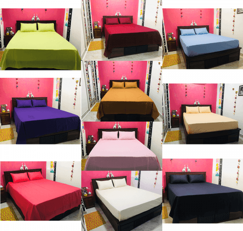 Coloured Cotton Bed Sheet Set