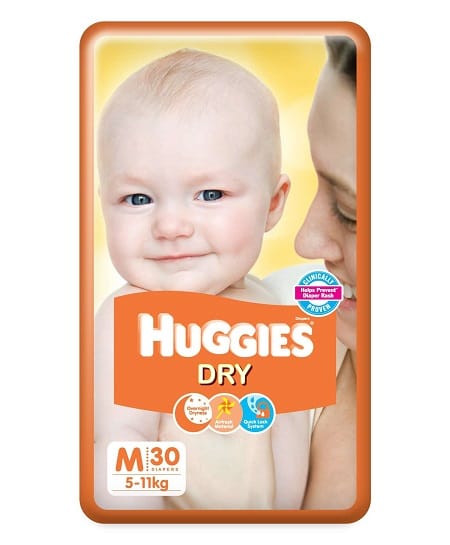 Huggies New Dry Taped Diapers Size M 30 Pcs Pack