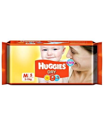 Huggies New Dry Taped Diapers Size M 5 Pcs Pack