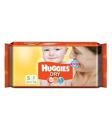 Huggies New Dry Taped Diapers Size S 5 Pcs Pack