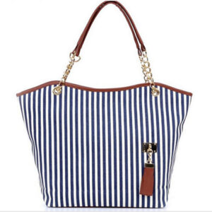 Womens Candid Tote Canvas Handbag Blue Striped