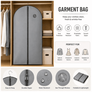 Garment bag for for Suits, Dresses, Coats, Jackets and Shirts