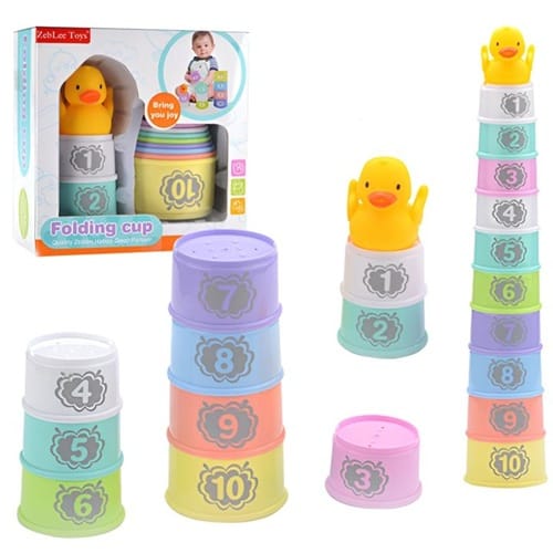 Folding & Stacking Cups with Duck for Kids (11 Pieces)