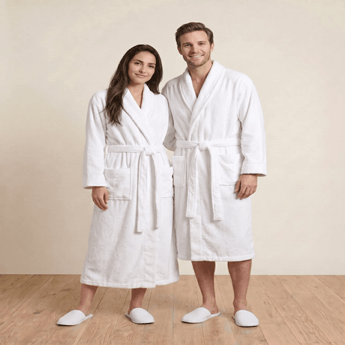 Cotton Terry White Bath Robe - Image 2